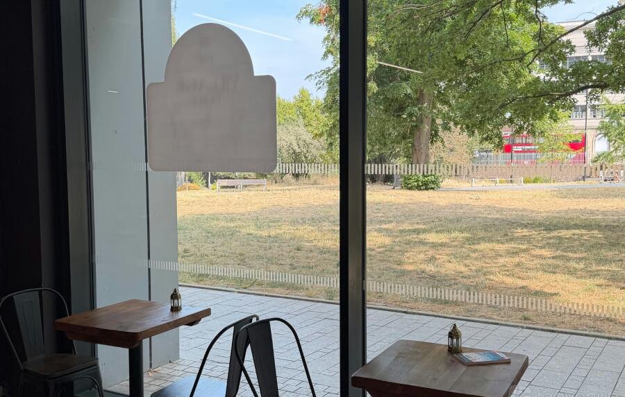 Window bench seating overlooking the park